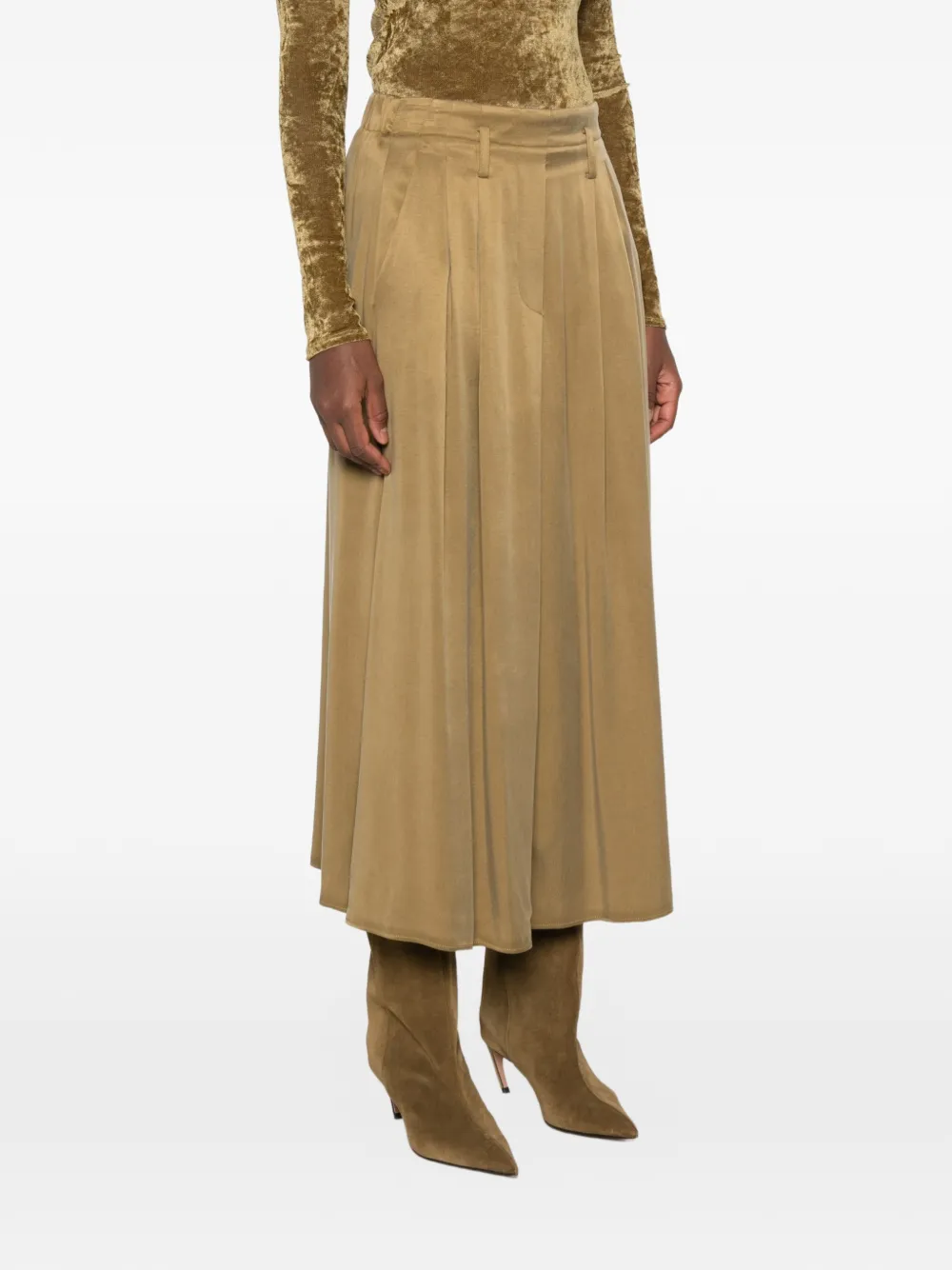 Forte pleated midi skirt Groen