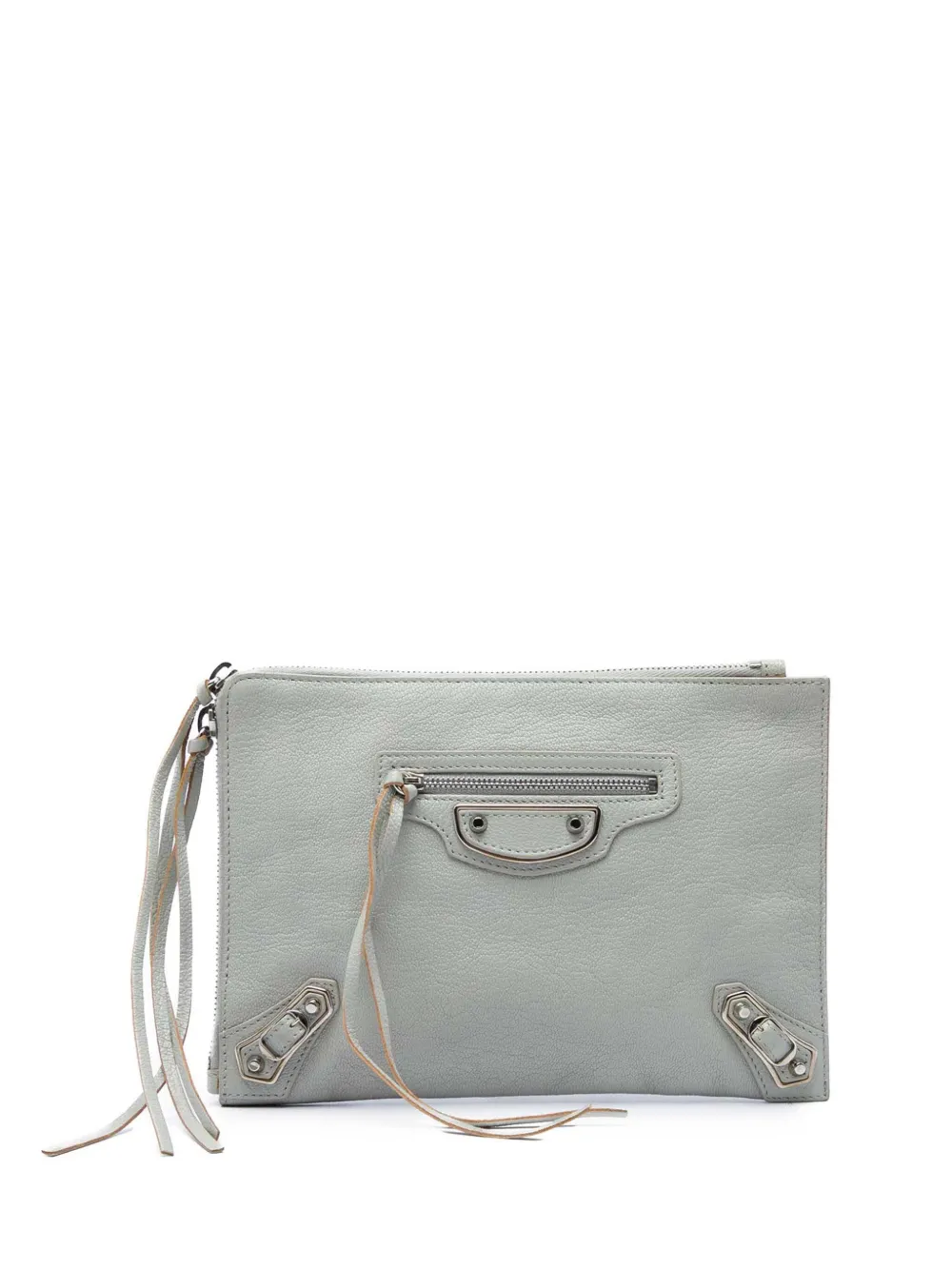 Balenciaga Pre-Owned pochette Motocross Classic en cuir de chèvre à bords métallisés (2016) - Gris