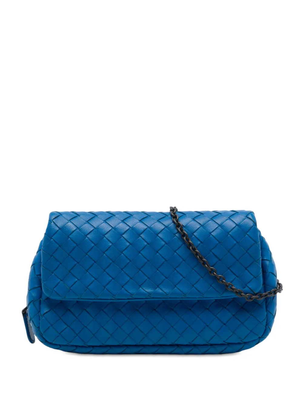 Bottega Veneta Pre-Owned 2012-2026 mini Nappa Intrecciato Expandable Chain Flap Umhängetasche - Blau