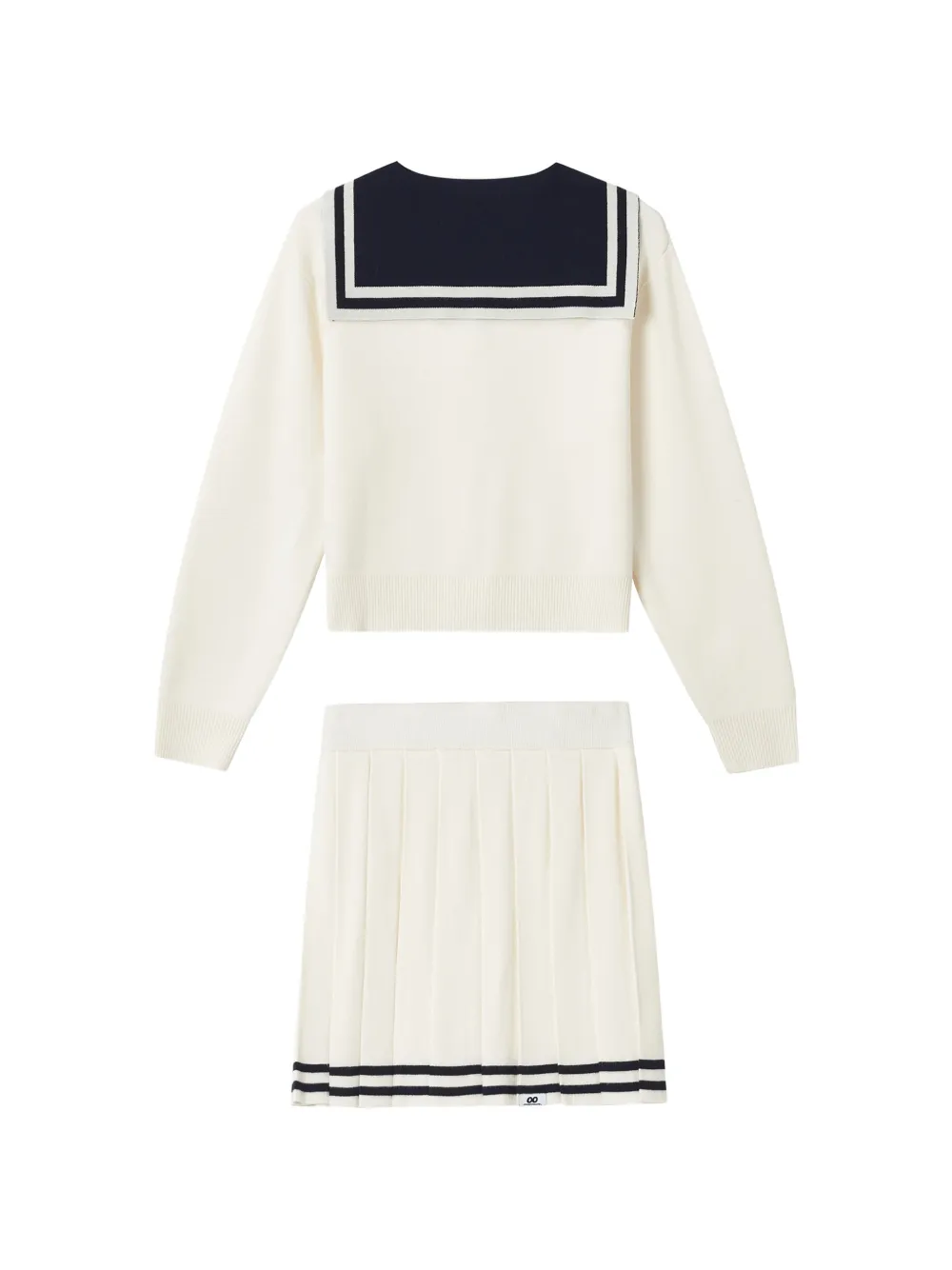 CHOCOOLATE sailor-collar cardigan and pleated skirt set Wit