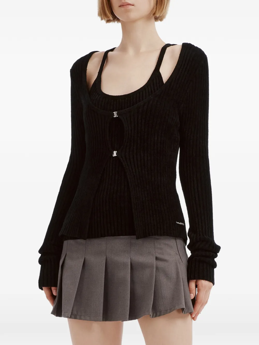 izzue Ribgebreid vest Zwart