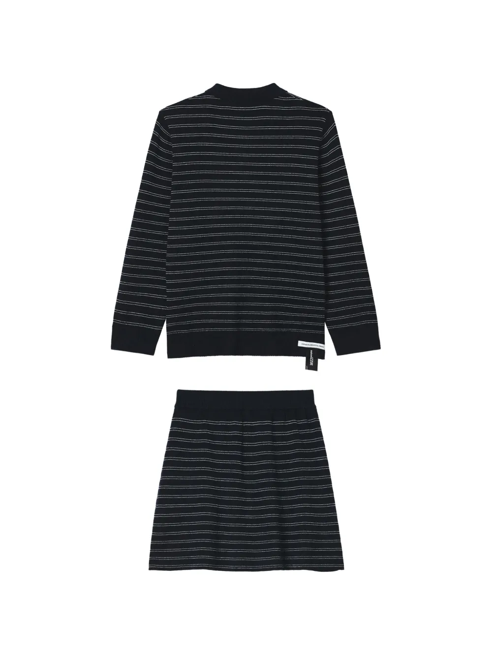 izzue striped long-sleeve polo and skirt set Zwart