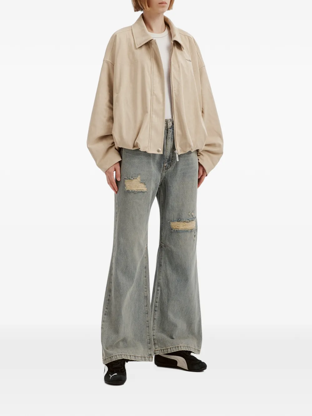 izzue Bomberjack met suède-effect Beige