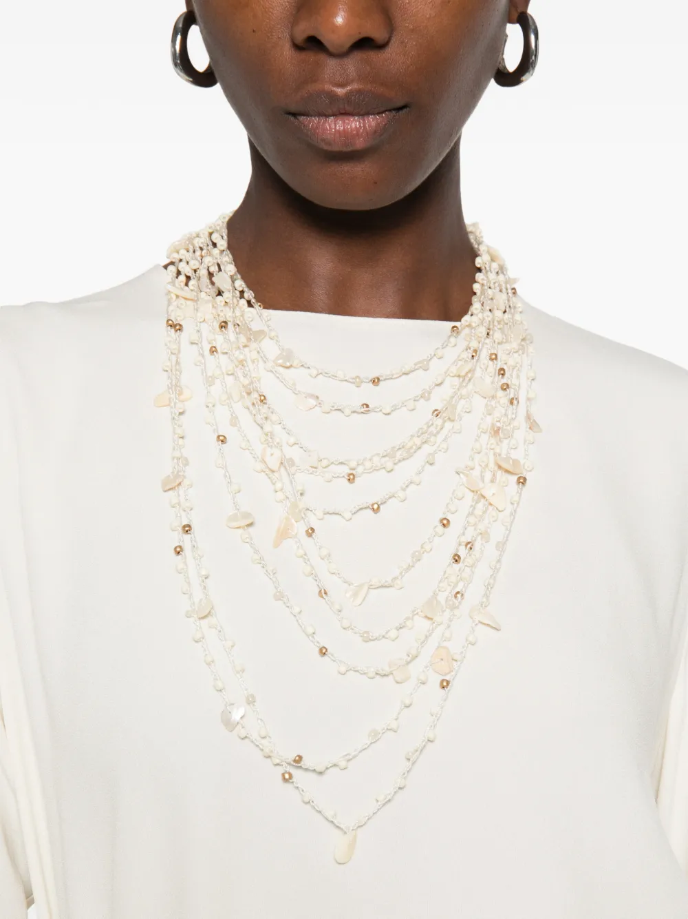 Forte Verfraaide blouse Beige