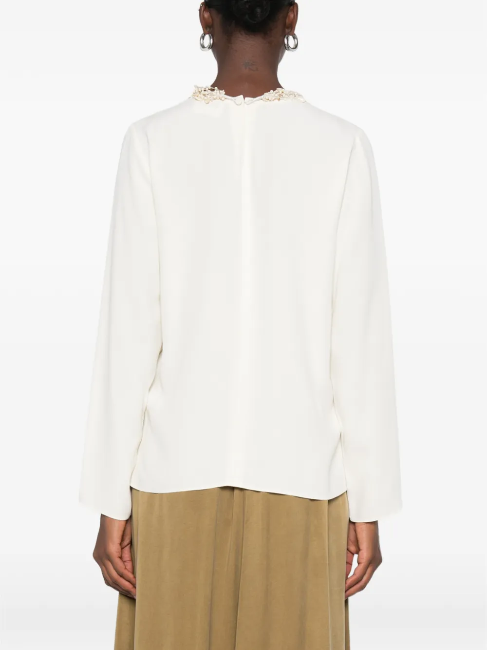 Forte Verfraaide blouse Beige
