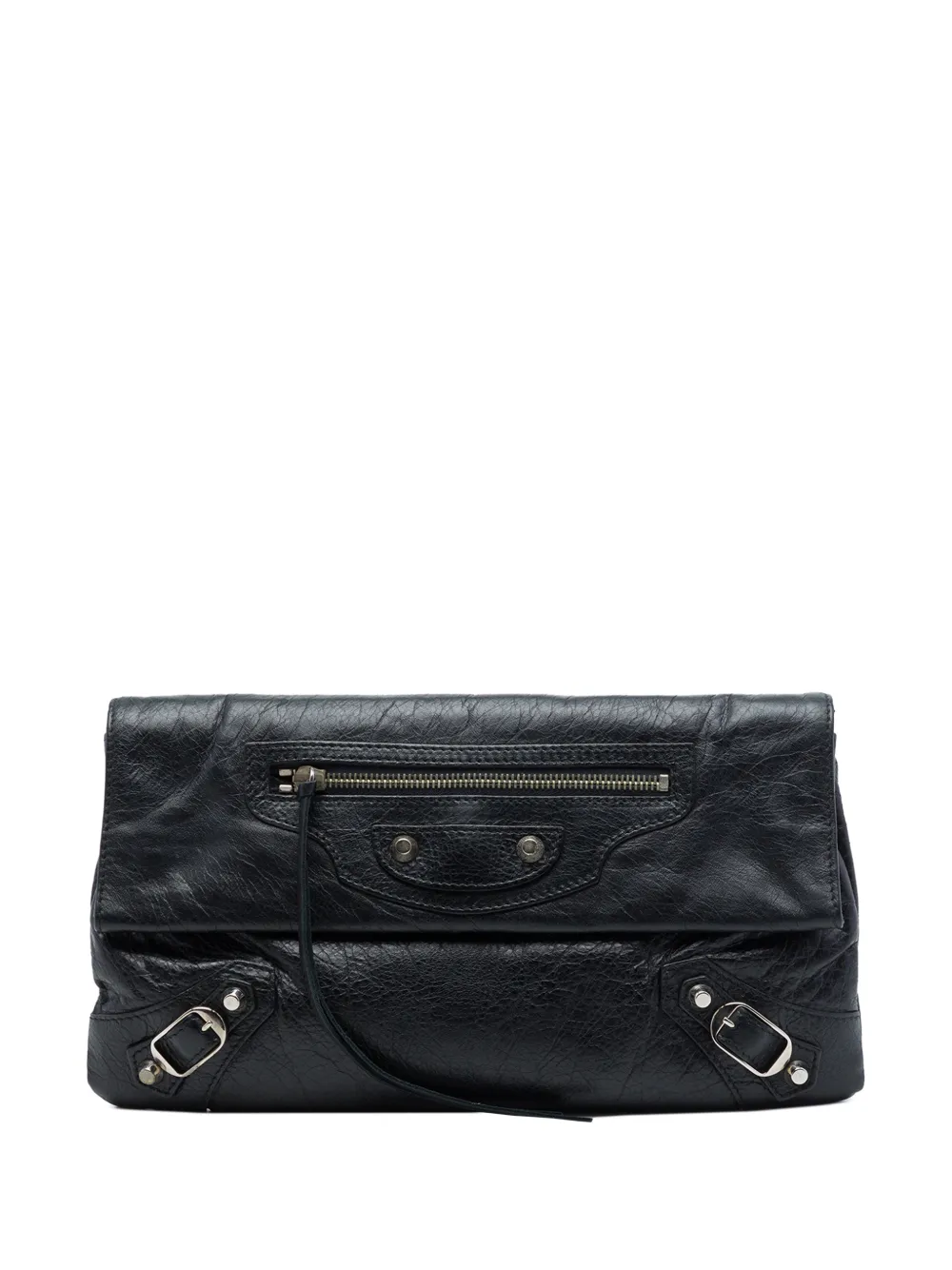 Balenciaga Pre-Owned 2016 Lambskin Motocross Classic Envelope clutch bag - Nero