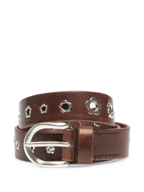 OUR LEGACY flower-embellished calf leather belt