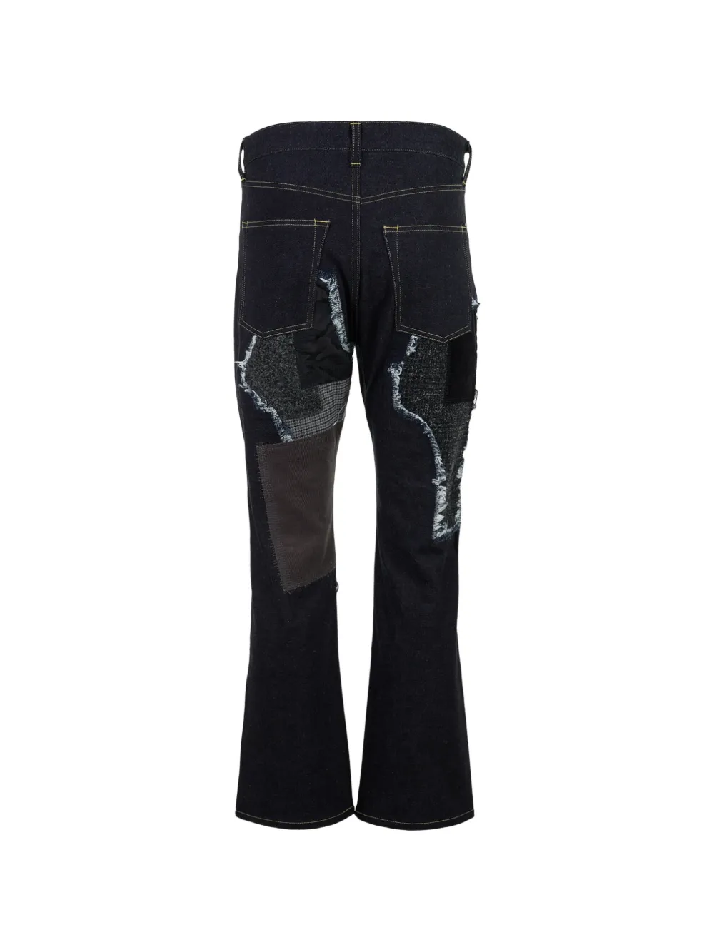 Junya Watanabe MAN patchwork frayed-edge jeans Blauw
