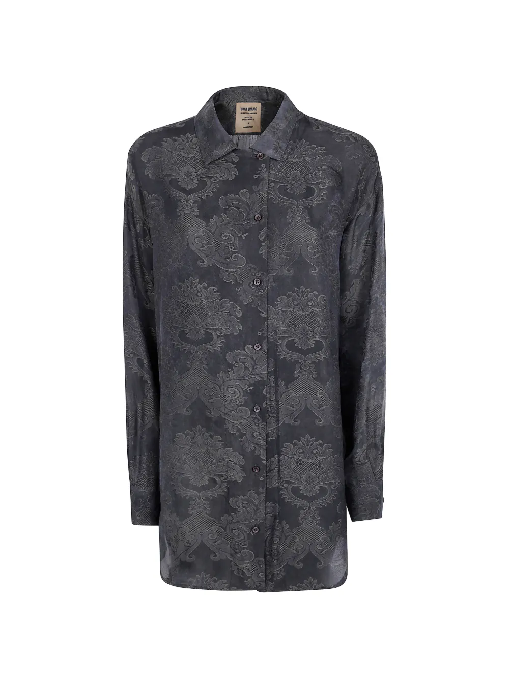 Uma Wang damask-patterned long-sleeve shirt - Verde