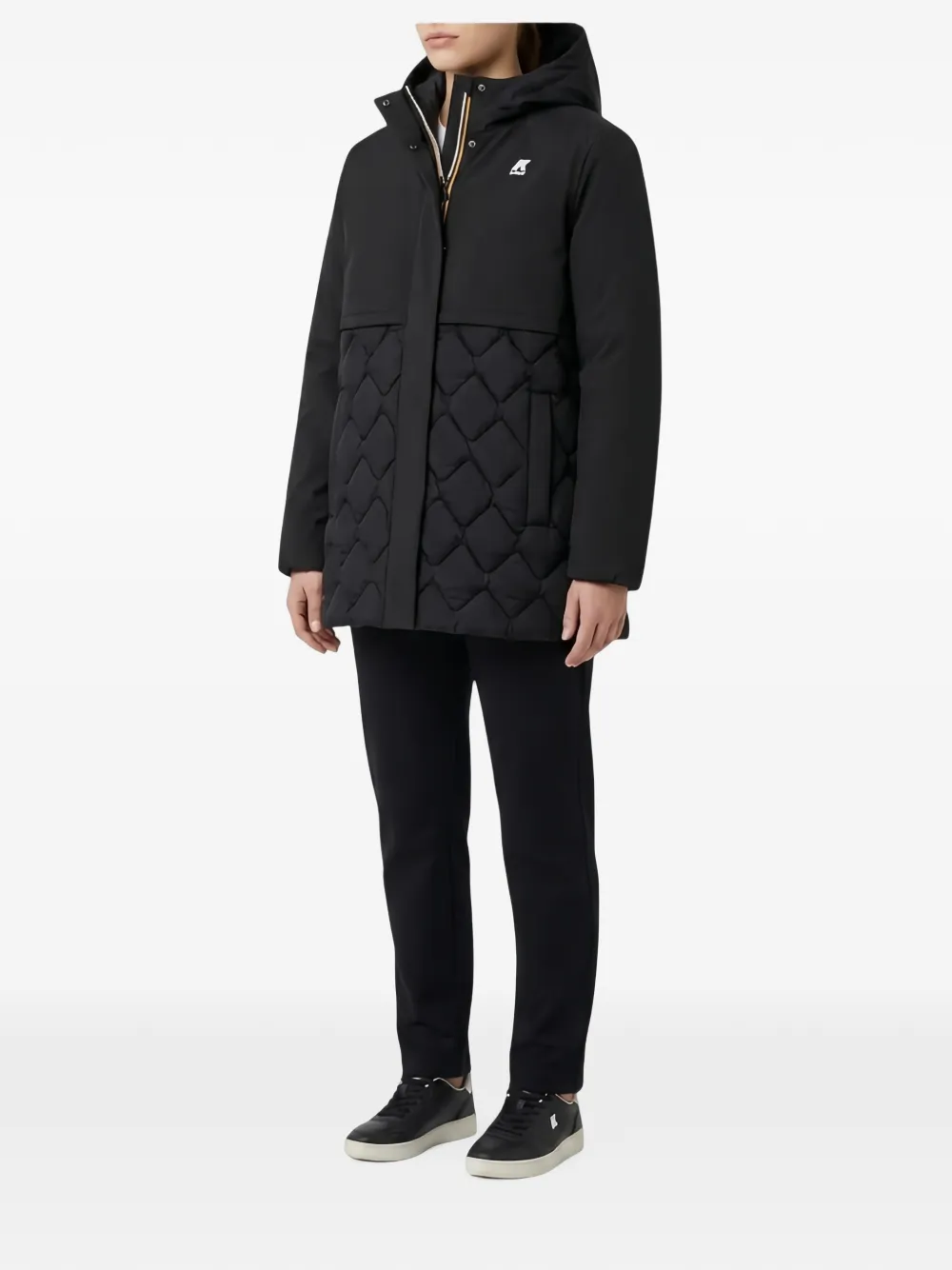 K-Way Siphane quilted hooded jacket Zwart