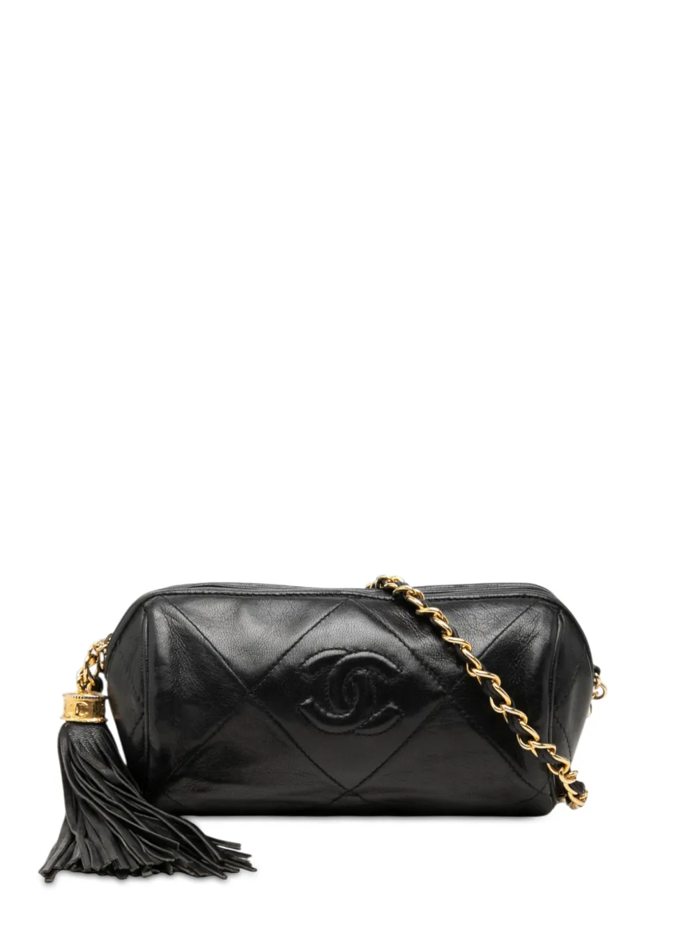 CHANEL Pre-Owned 1986-1988 Quilted Lambskin Tassel Barrel crossbody bag - Nero