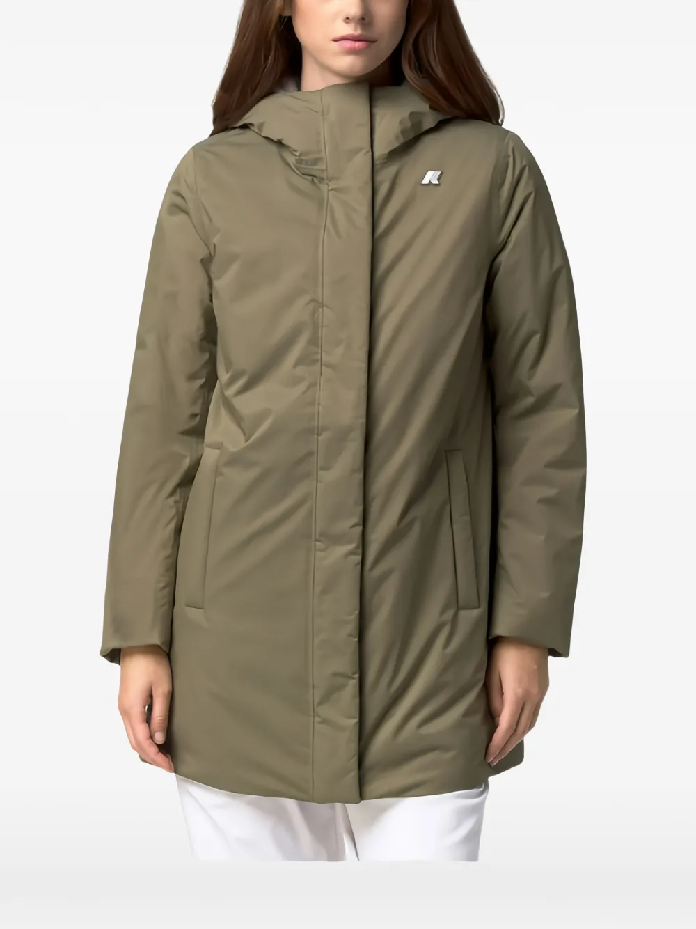 K-Way Sophie hooded logo-patch jacket Groen