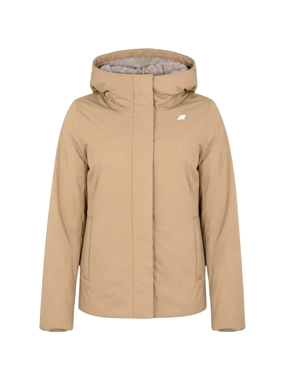 K-Way hooded logo-patch jacket - Nude