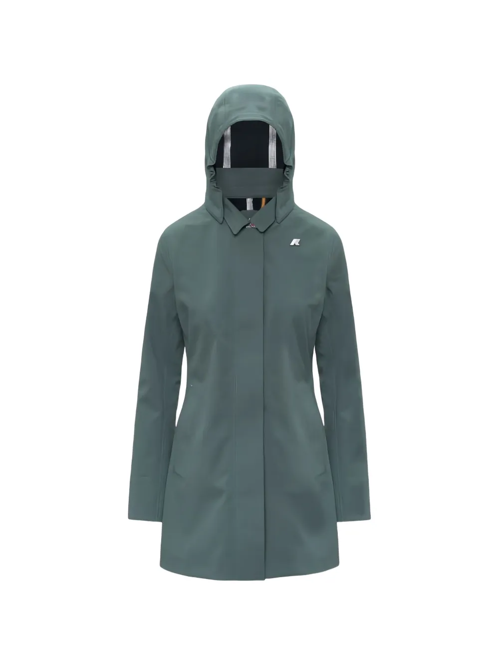 K-way Mathy Hooded Concealed-fastening Coat In Blue