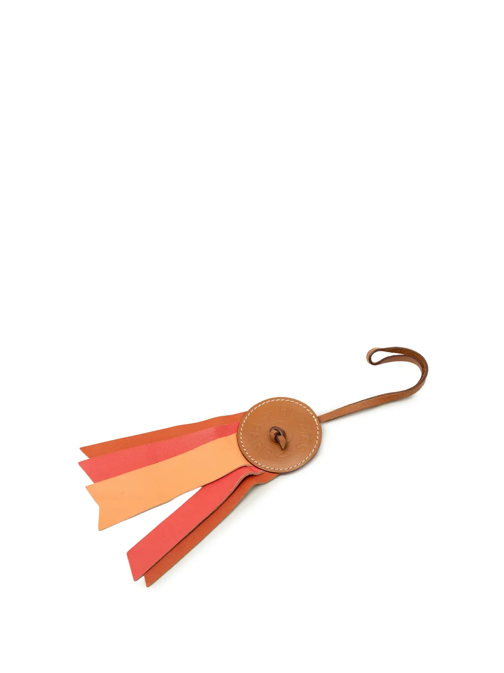 Hermès Pre-Owned 2000-2026 Hunter Cowhide and Milo Lambskin Paddock Flot Ribbon Bag Charm key chain - Marrone