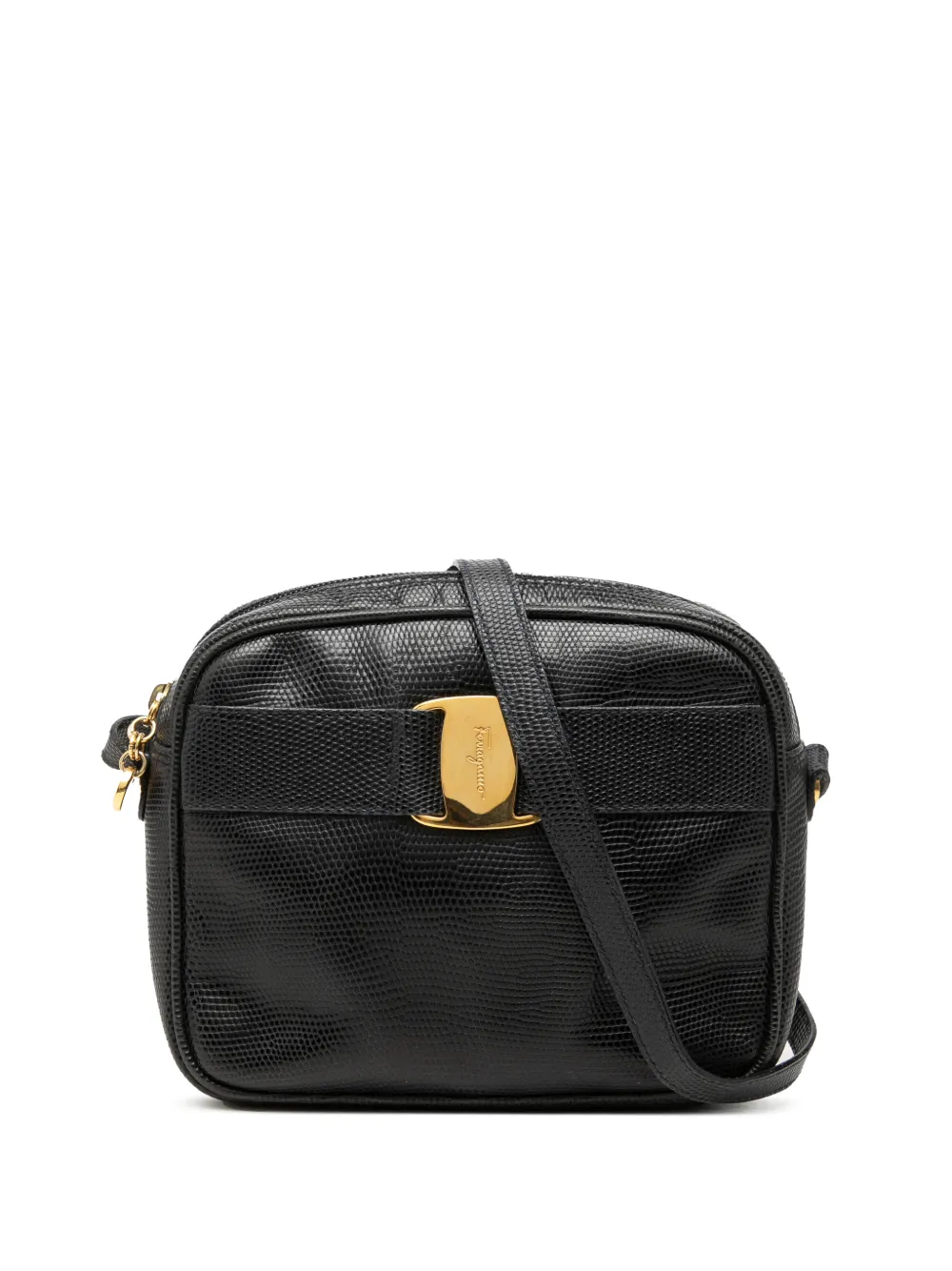 Ferragamo Pre-Owned 2000-2026 Lizard Embossed Leather Vara crossbody bag - Nero