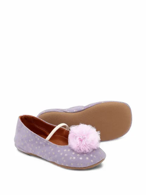 Pèpè tulle-pompom star-print ballet flats