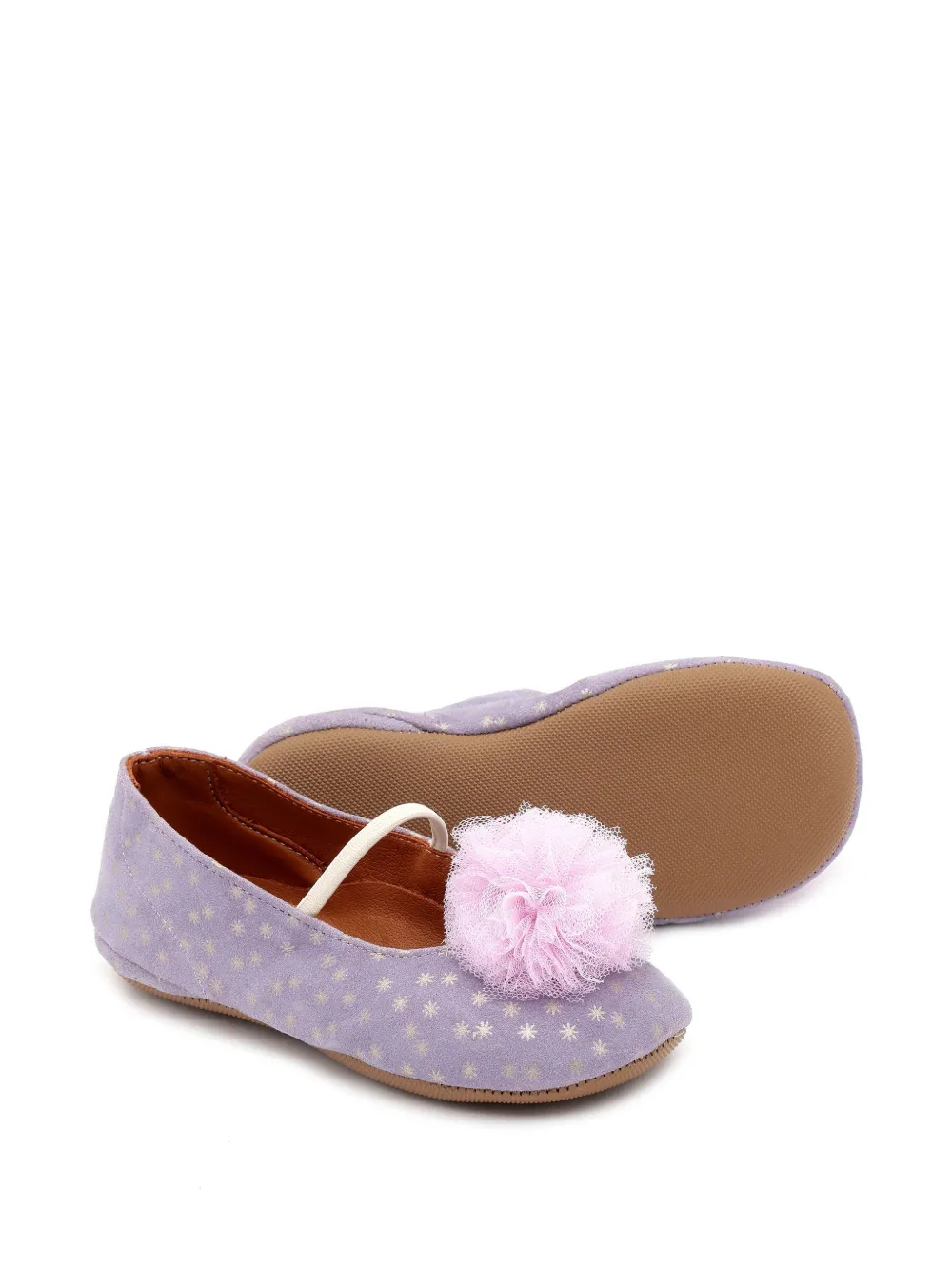 Pèpè tulle-pompom star-print ballet flats - Viola