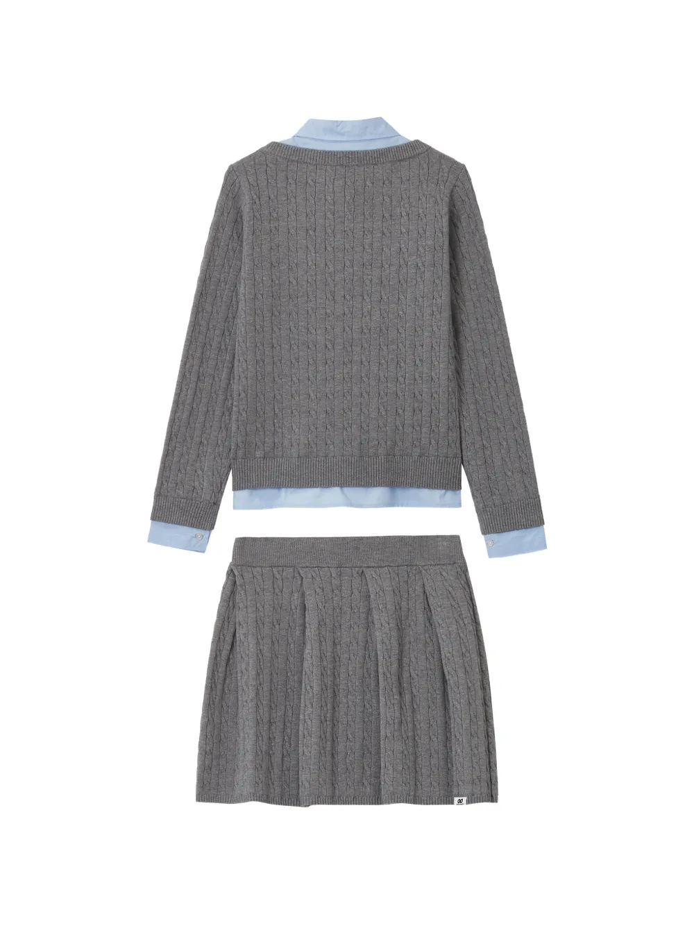 CHOCOOLATE cable-knit logo-patch sweater and skirt set Grijs