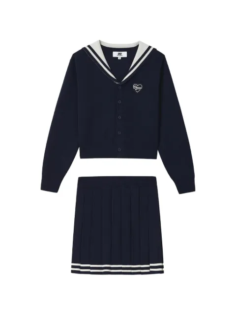 CHOCOOLATE sailor-collar cardigan and pleated skirt set