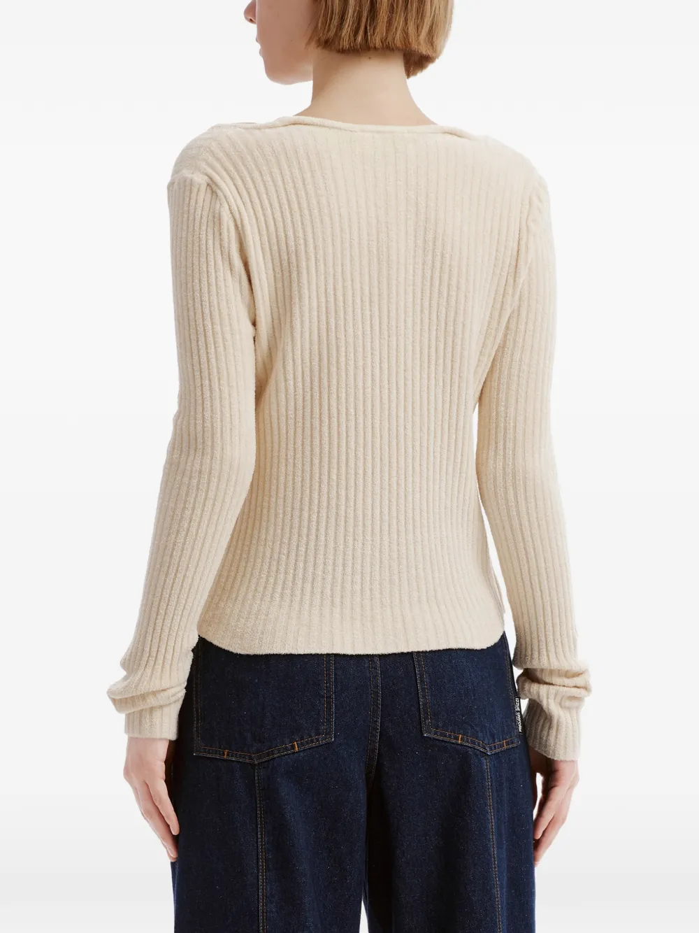 izzue Ribgebreide top met gelaagd effect Beige