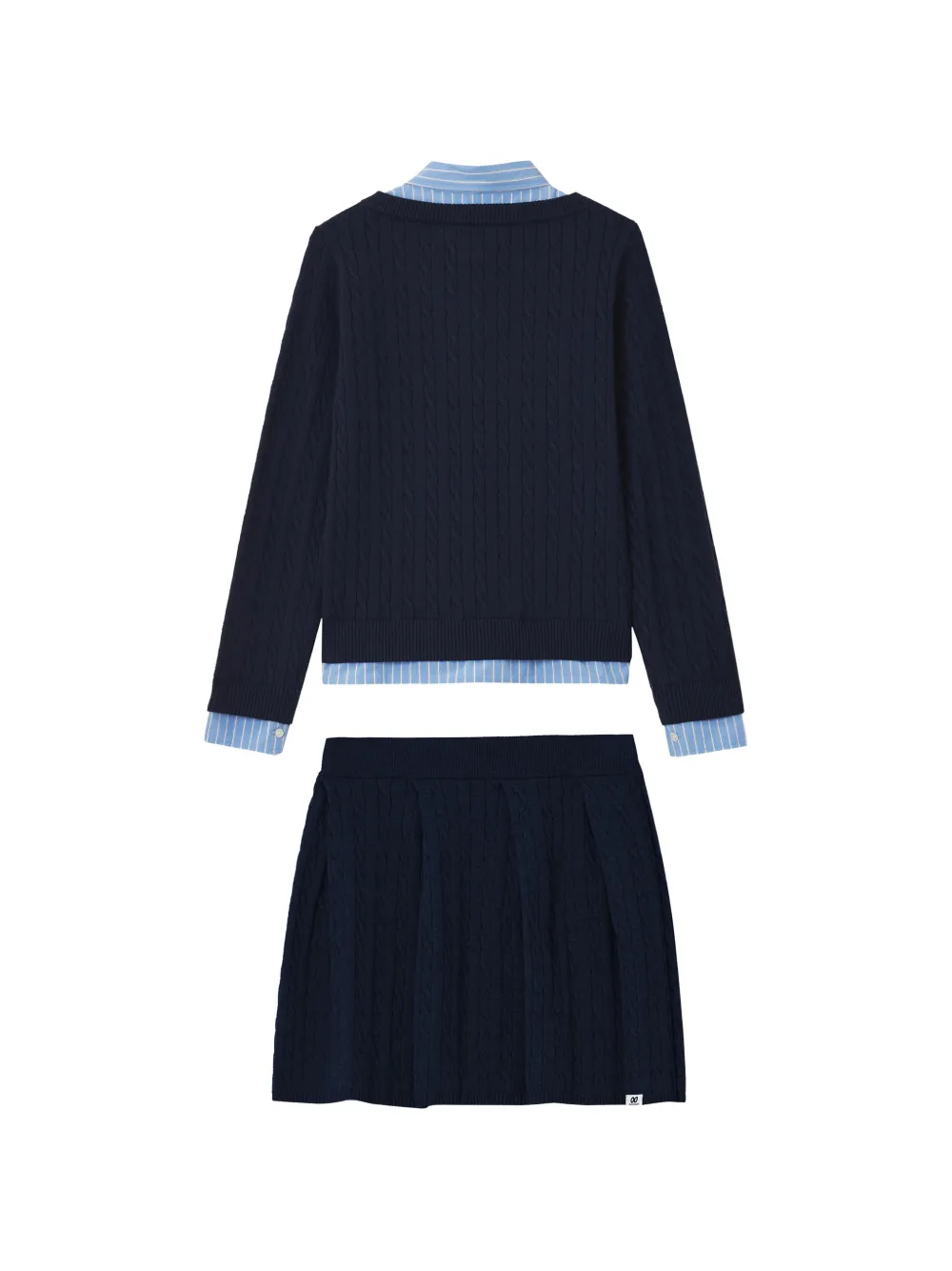 CHOCOOLATE cable-knit sweater and pleated skirt set Blauw