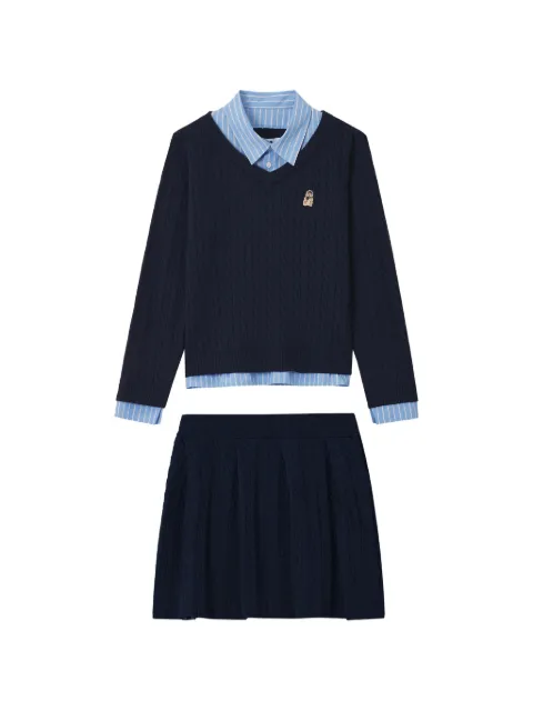 CHOCOOLATE ensemble pull-jupe plissée en maille torsadée