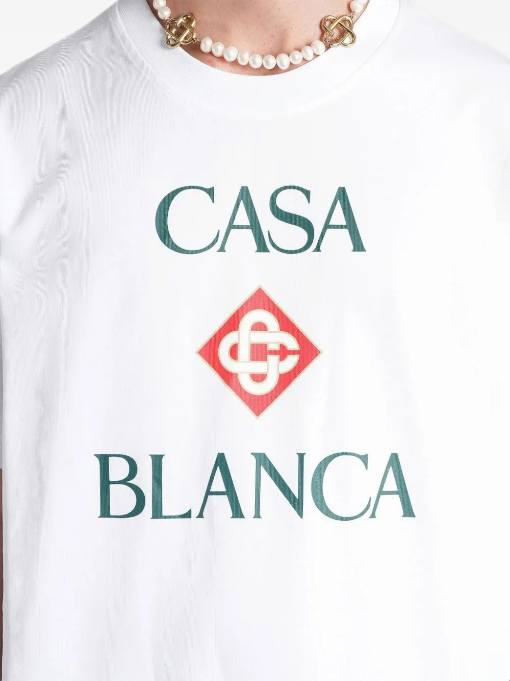 Casablanca Diamond T-shirt met logo Wit