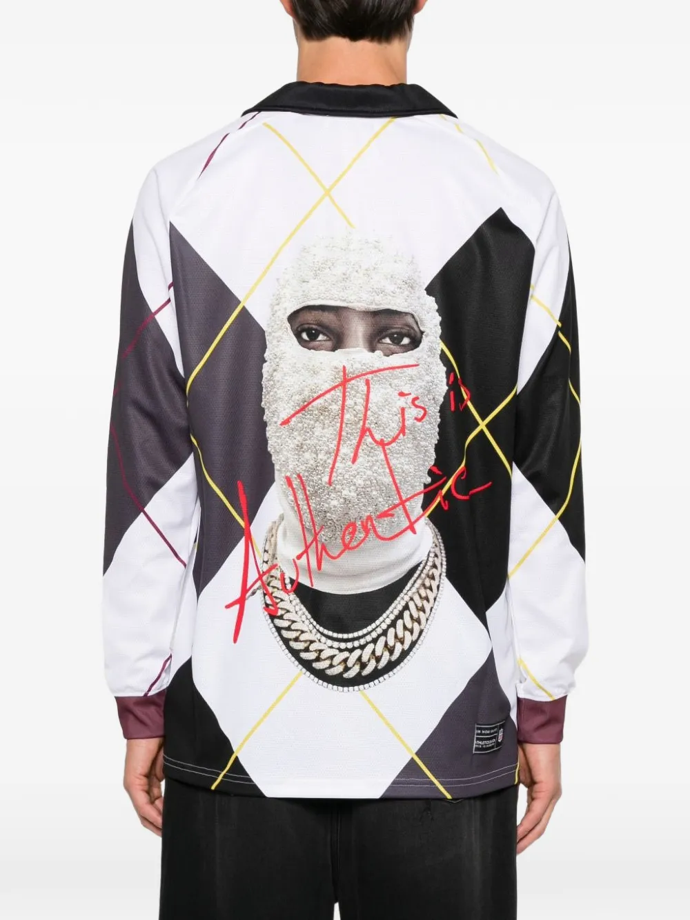 Ih Nom Uh Nit argyle-print long-sleeve polo shirt Wit