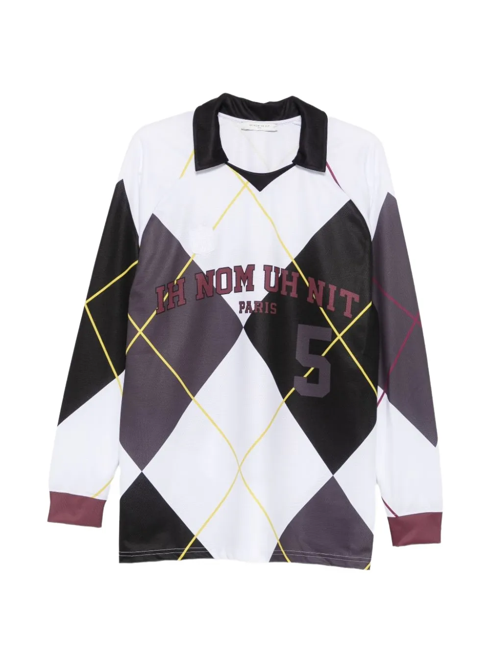 Ih Nom Uh Nit argyle-print long-sleeve polo shirt - Weiß