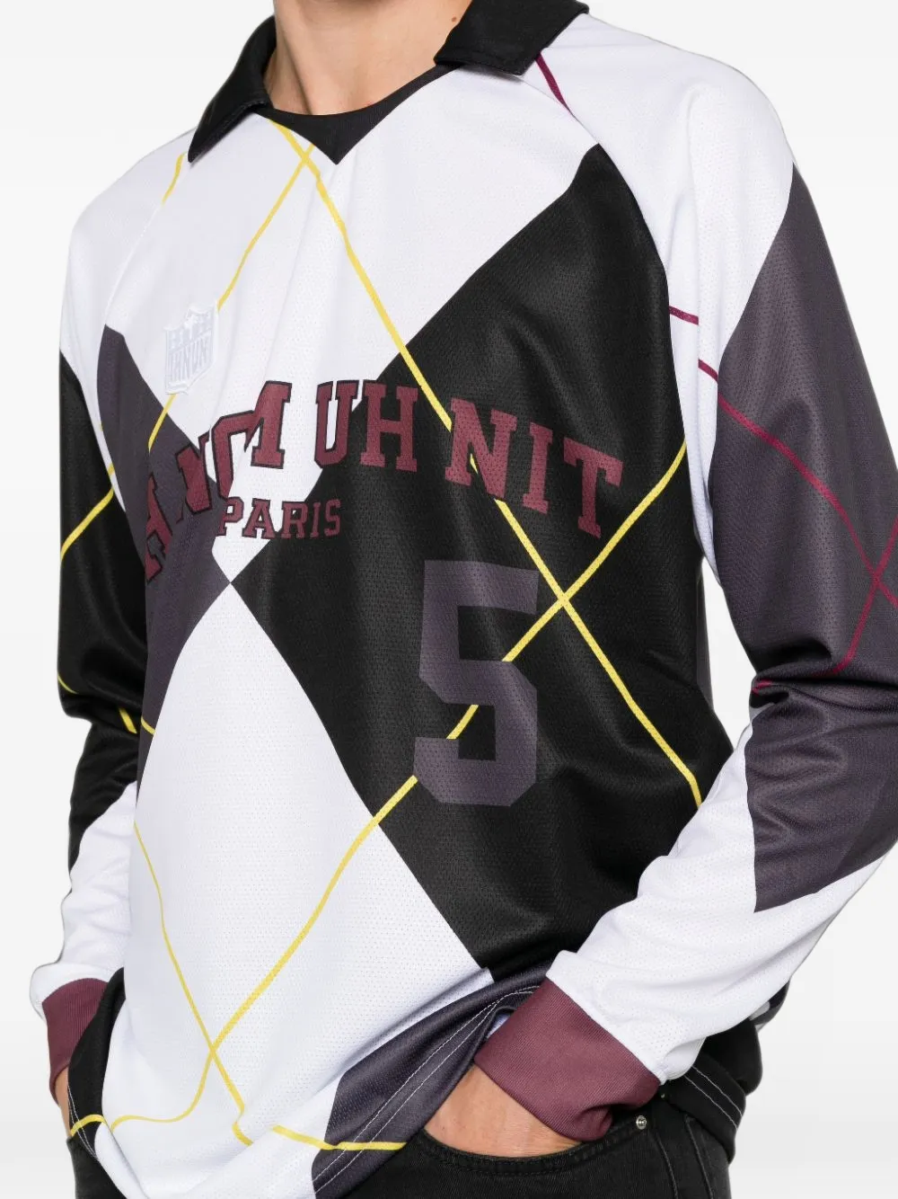Ih Nom Uh Nit argyle-print long-sleeve polo shirt Wit