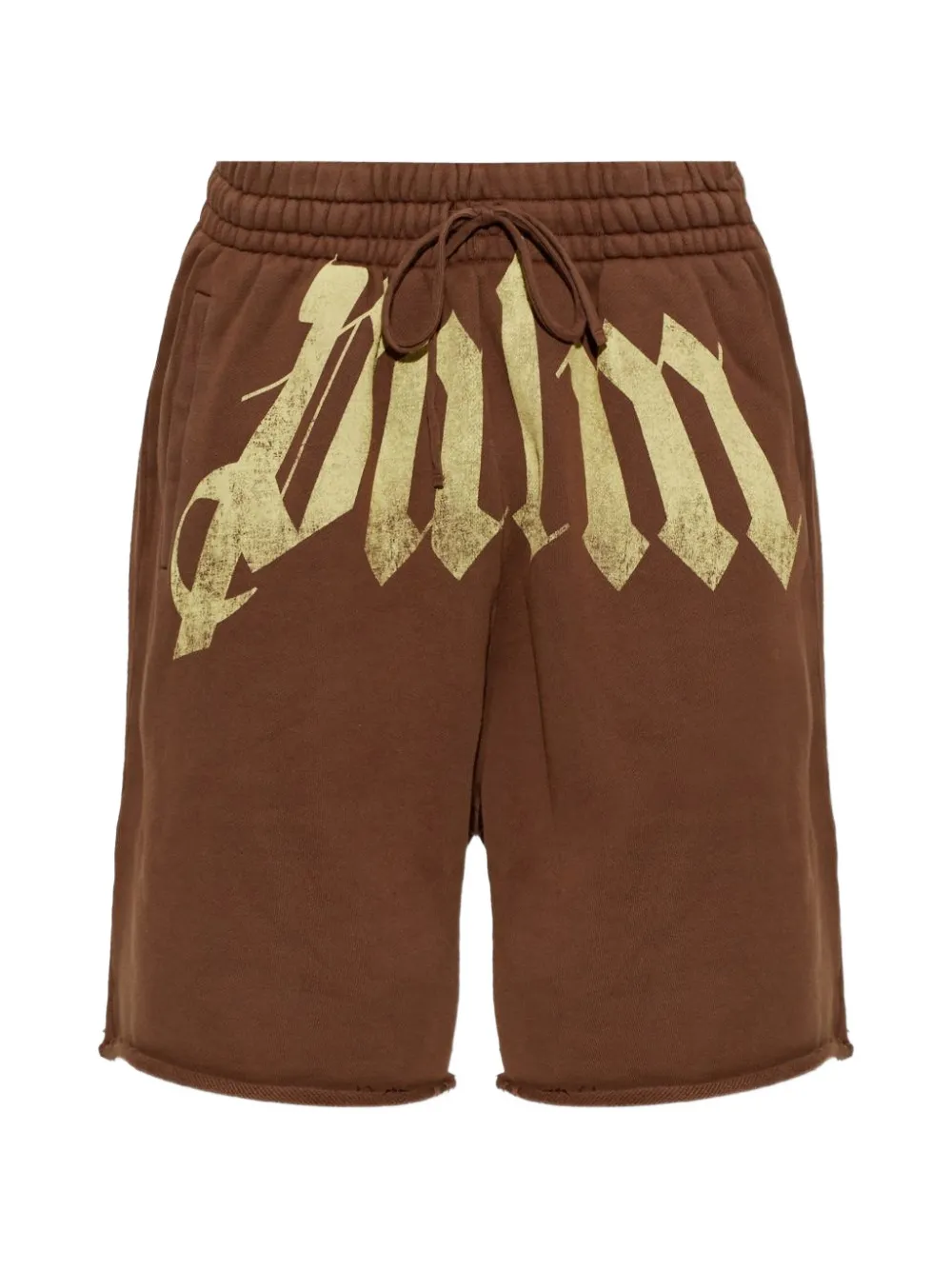Palm Angels logo-print raw-cut shorts