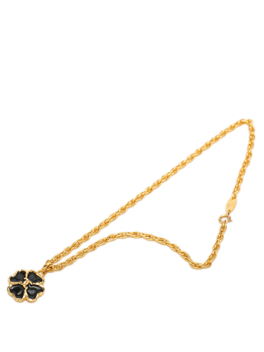 CHANEL Pre-Owned 1983 CC Gold Plated And Resin Clover Pendant Necklace costume necklace - Oro