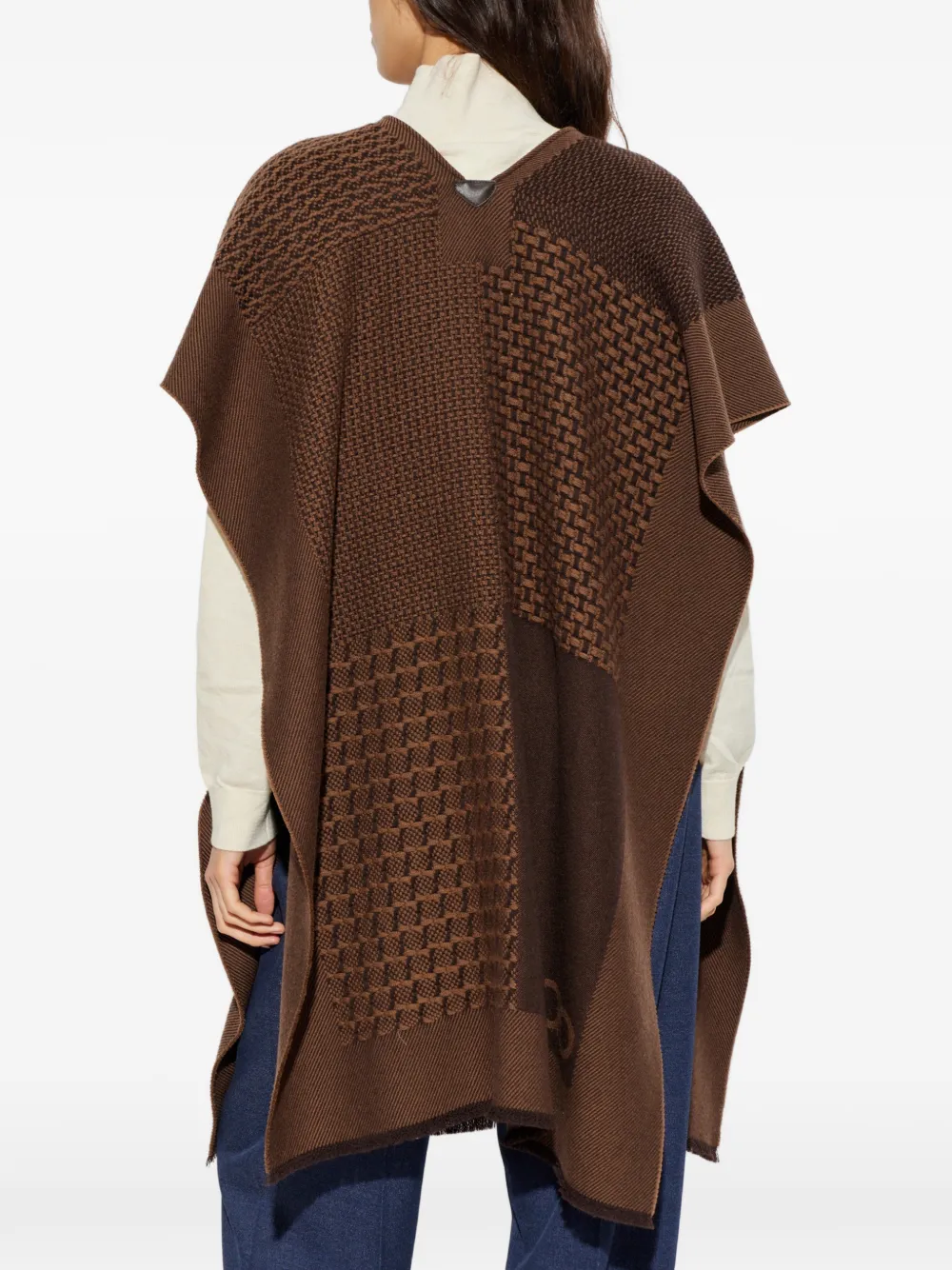 Ferragamo Gancini poncho met patchwork Bruin