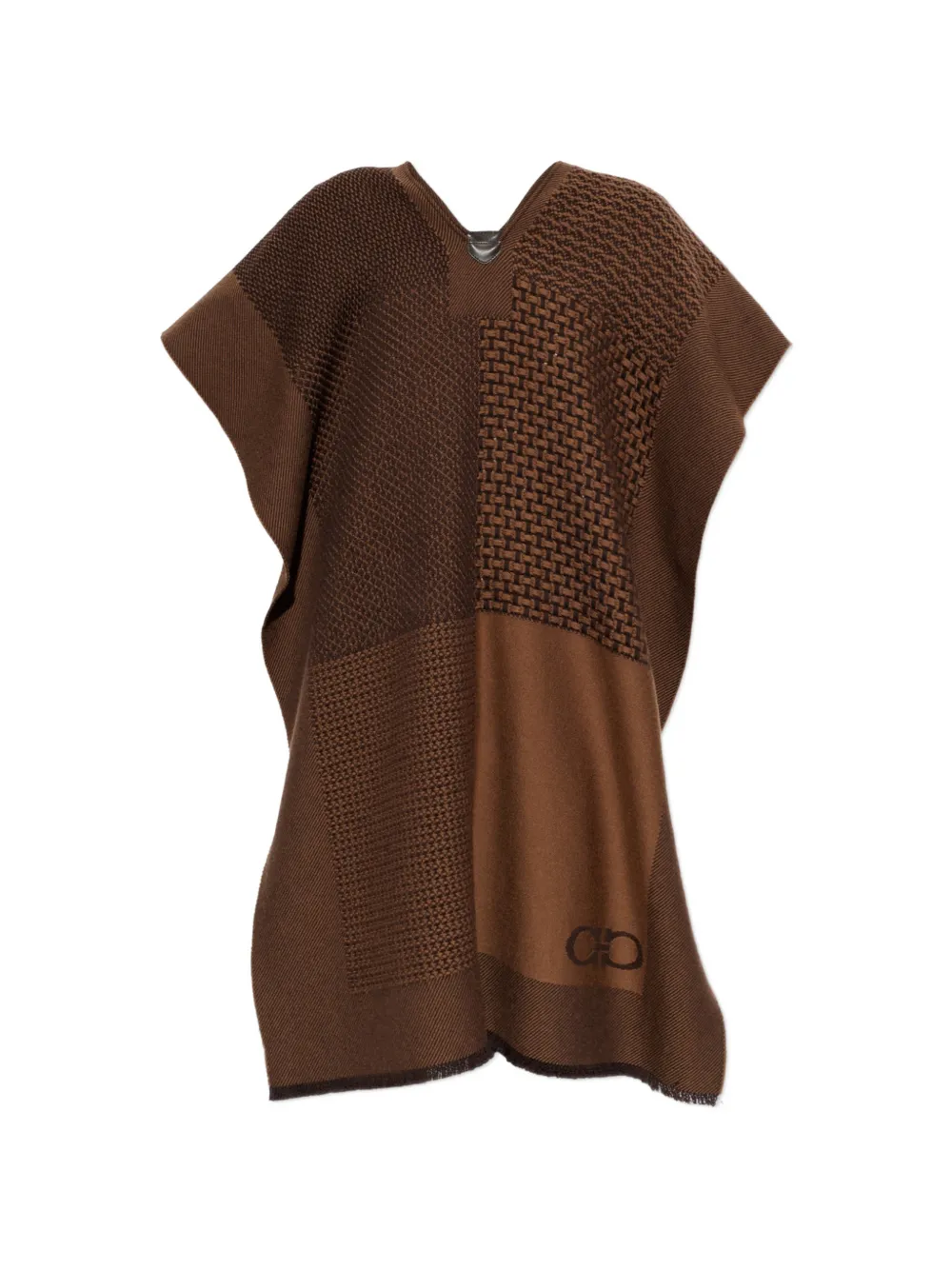 Ferragamo Gancini poncho met patchwork Bruin