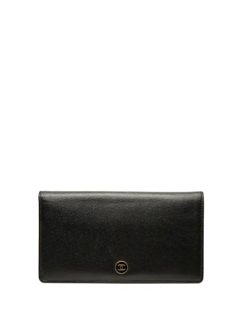 CHANEL Pre-Owned 2003-2004 CC Button Calfskin Bifold Wallet long wallets