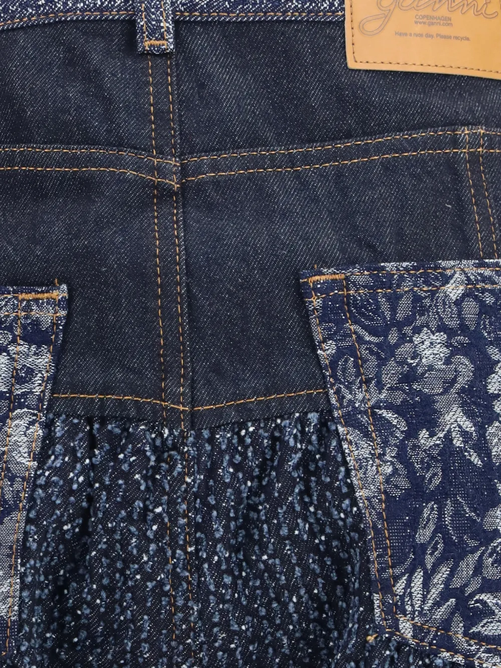GANNI Ruimvallende jeans met bloemen-patroon Blauw
