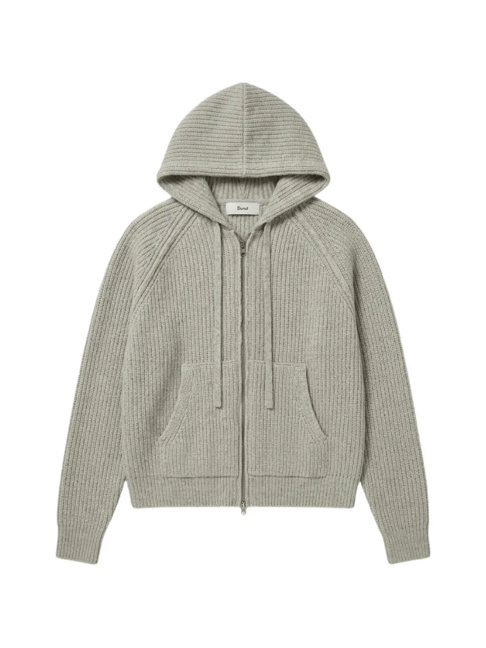 DUNST ribbed-knit raglan-sleeve hoodie