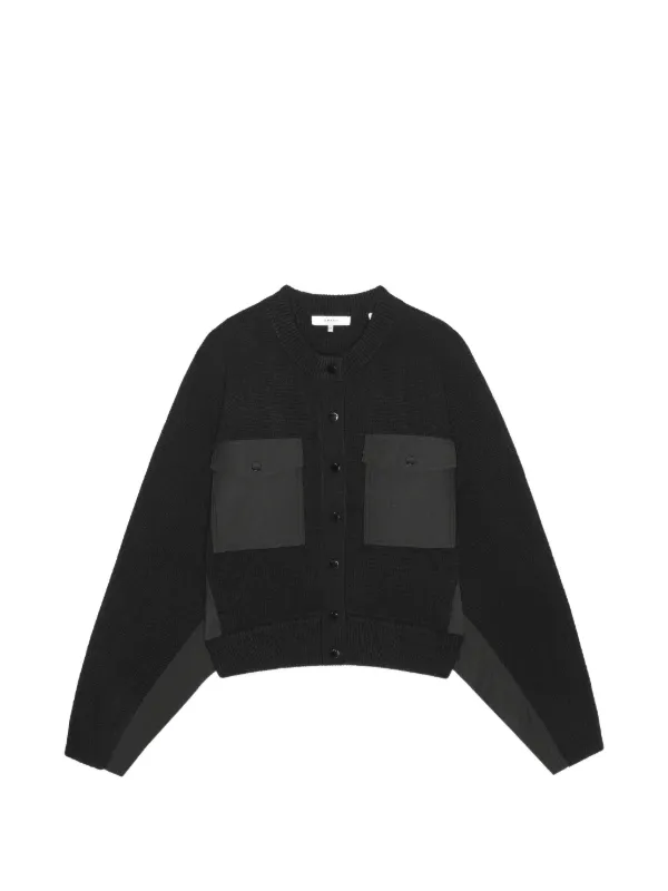 Frame Panelled Flap-pocket Cashmere Cardigan in Black