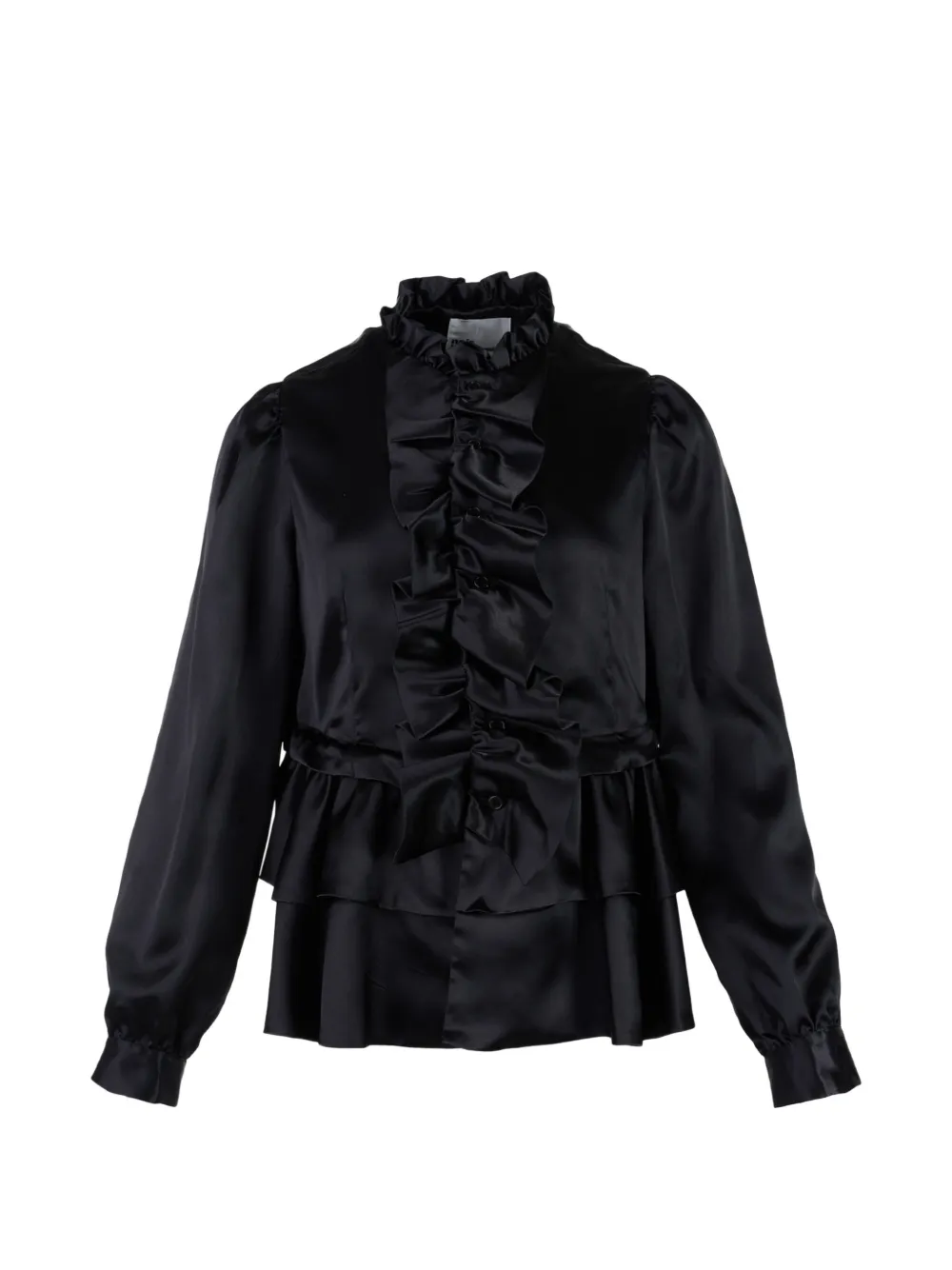 Noir Kei Ninomiya ruffled tiered blouse Zwart