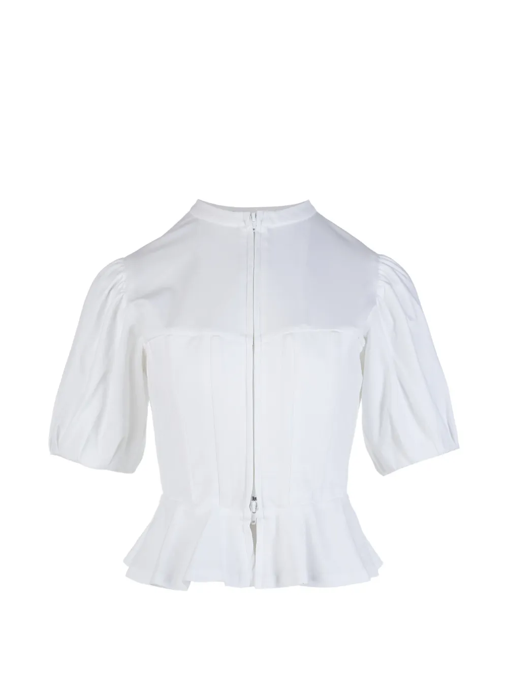 Noir Kei Ninomiya peplum puff-sleeve blouse Wit