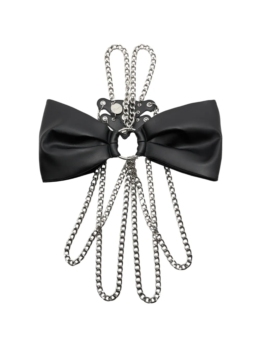 Noir Kei Ninomiya chain-embellished bow top Zwart