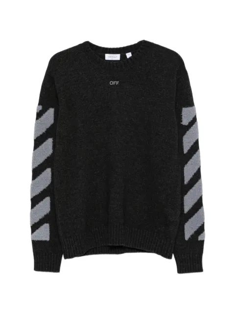 Off-White Diagonals Fuzzy knit crewneck sweater