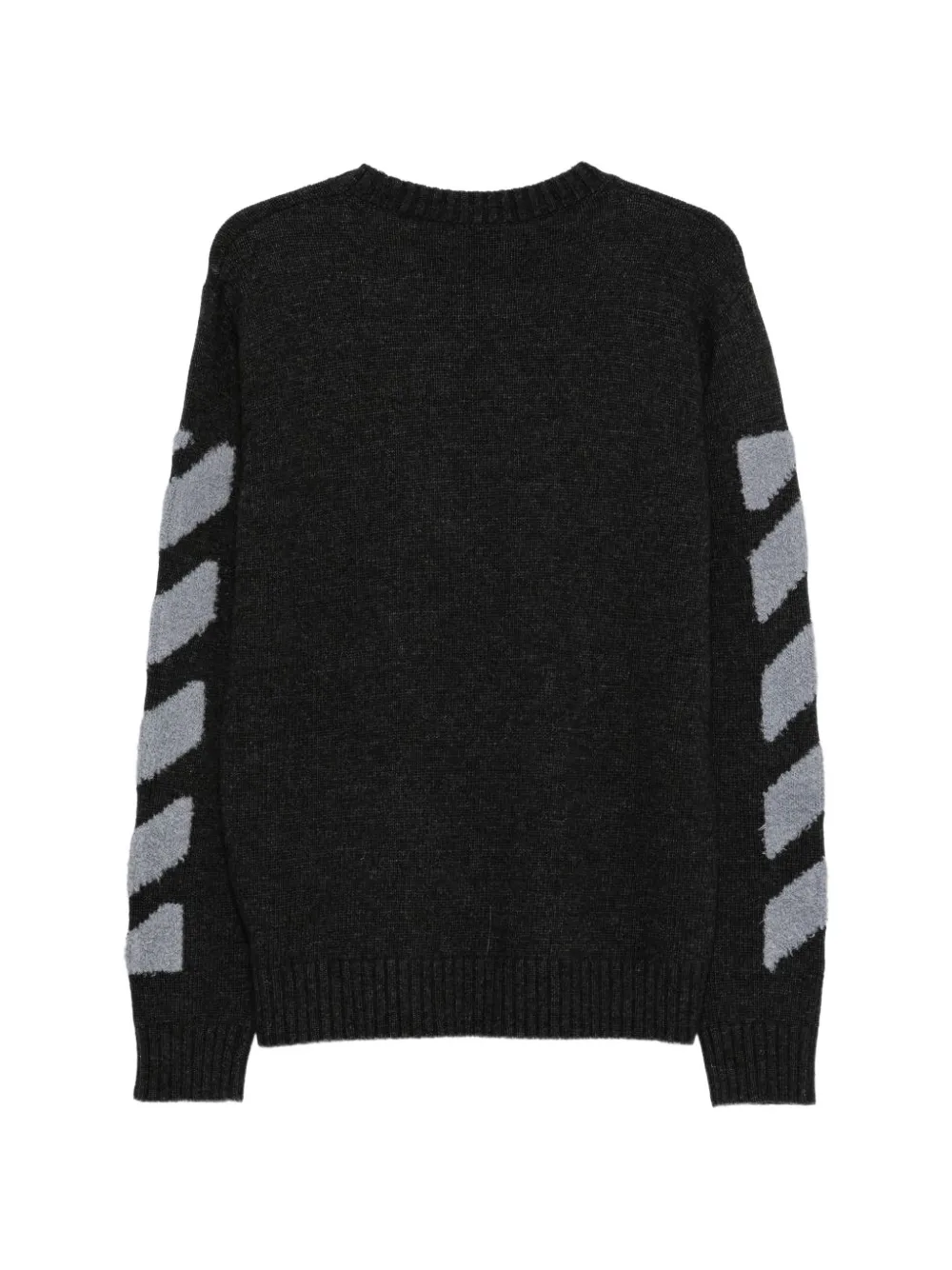Off-White Diagonals Fuzzy knit crewneck sweater Zwart