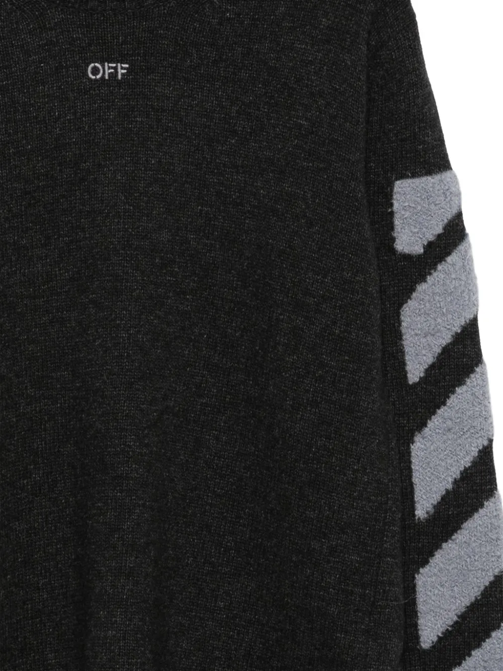 Off-White Diagonals Fuzzy knit crewneck sweater Zwart
