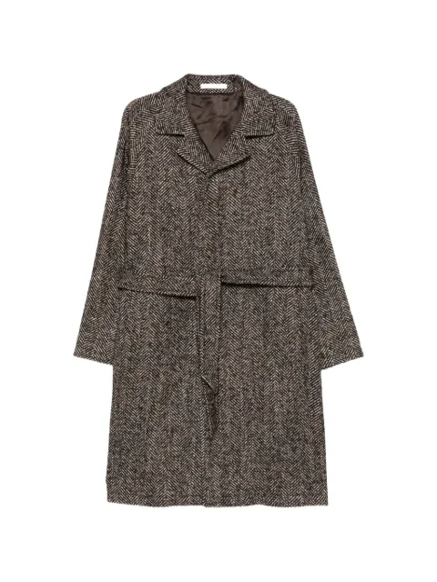 Tagliatore herringbone-pattern belted coat