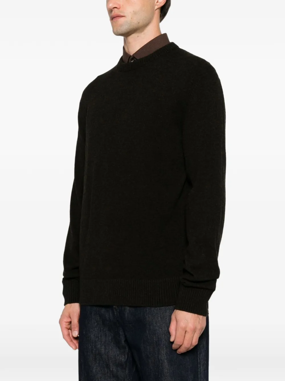 Zegna crew-neck ribbed-trim sweater Zwart
