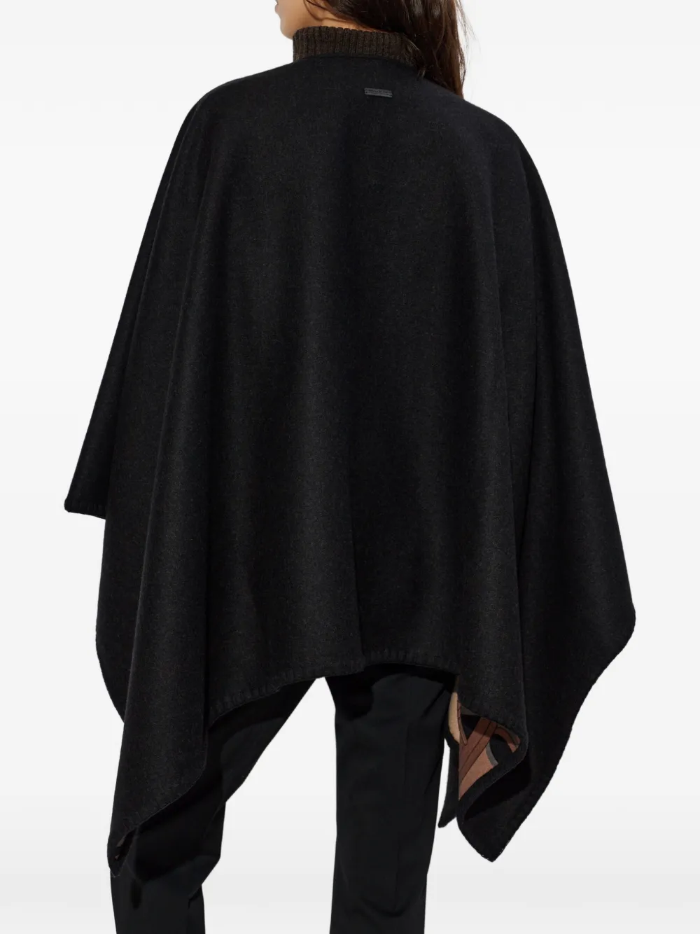 Ferragamo Poncho van kasjmierblend met patroon Zwart