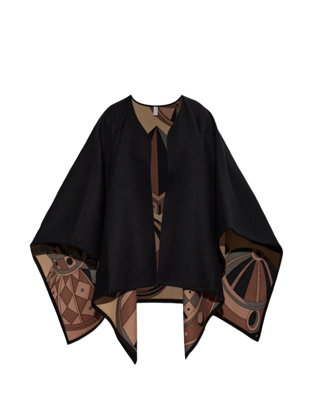 Ferragamo Gemusterter Poncho - Schwarz