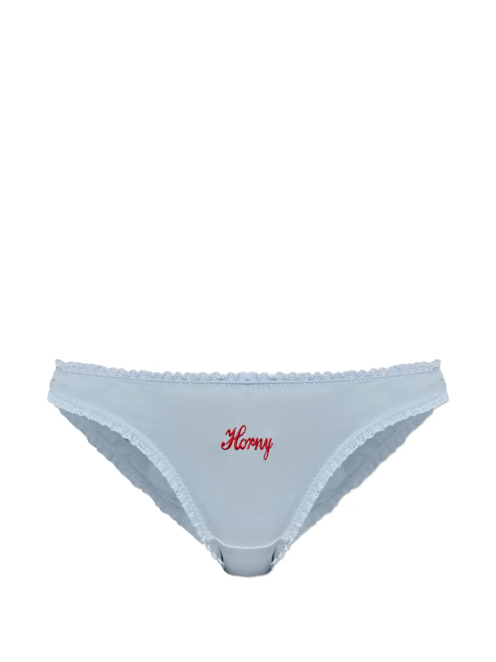 CARNE BOLLENTE Slip ricamati con orlo a smerlo - Blu
